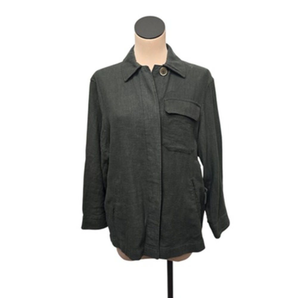 Zara Jacket Womens XS‎ Utility Workwear Lightweight Ramie Cotton Blend
